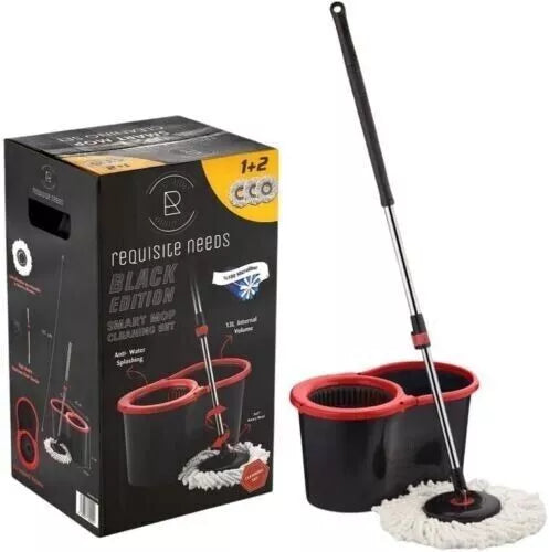 360° Spin Mop & Bucket Set | Microfiber Rotating Mop with 3 Heads