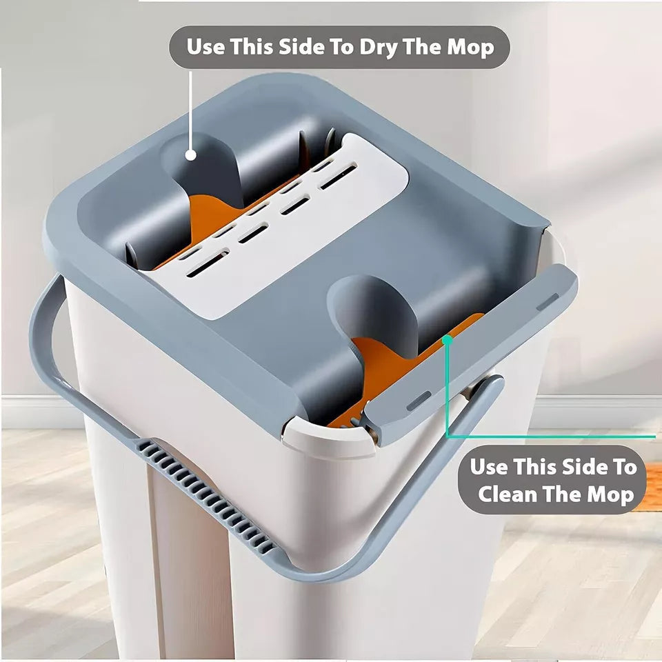 360° Flat Squeeze Mop & Bucket Set | Multi-Functional with 10 Pads