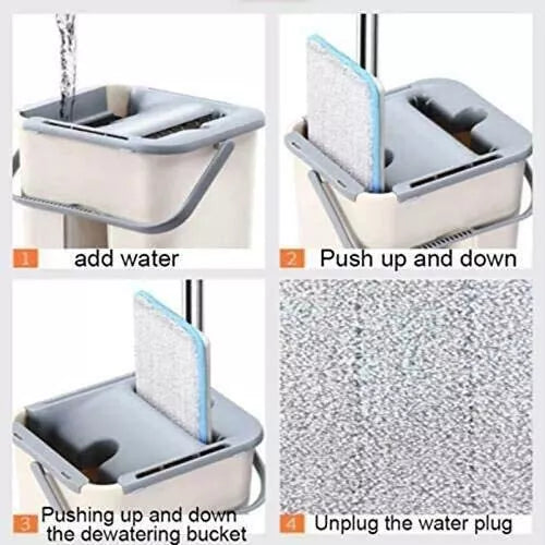 360° Flat Squeeze Mop & Bucket Set | Multi-Functional with 10 Pads