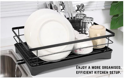 Kitchen Dish Drainer Rack | Sink Drying Rack with 360° Drip Tray